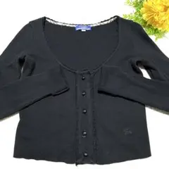 極美品 バーバリーブルーレーベル カーディガン クロップド 黒 38 ノバ
