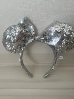 シルバー スパンコールリボンカチューシャ