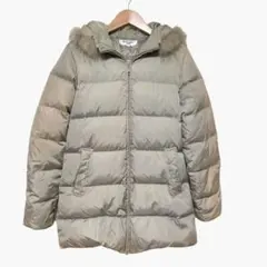 ナチュラルビューティーベーシック ダウンジャケット S カーキ 色褪せあり