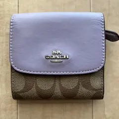 COACH 三つ折り財布 ラベンダー/ブラウン