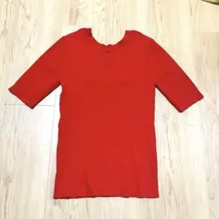 【美品】プラステUVカットレーヨンブレンド前後２wayニット　赤