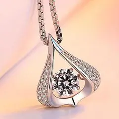 N-119 涙型クリスタルネックレス カジュアル・エレガント シルバー925