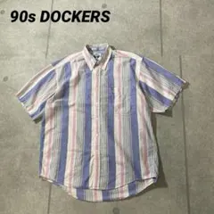 90sヴィンテージDOCKERSドッカーズ　半袖シャツ　ストライプ　マルチカラー