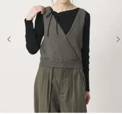 コットン麻ブレンド カシュクール 2WAYニットベスト ウォッシャブル