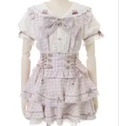 リズリサ はしごリボンギンガムティアードスカパン ピンク