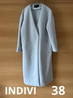 INDIVI ノーカラージャケットコート