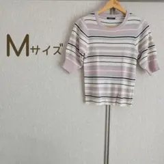 半袖 ニット ボーダー トップス М