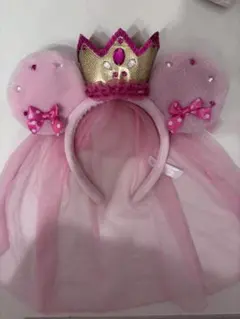 ミニー カチューシャ 王冠 ティアラ リボン キラキラ ピンク