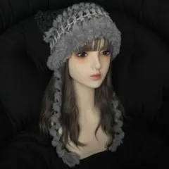 【ゲリラオークションstart】221ハンドメイド編み物　猫耳ニット帽　y2k