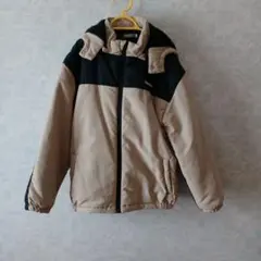 キッズ フード付きジャケット ベージュと黒