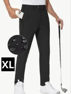 【新品/XLサイズ】ゴルフウェア ロングパンツ メンズ ブラック スリム
