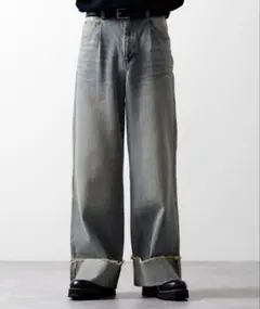 【CLEL】ヴィンテージデザイン ロールアップデニムパンツ