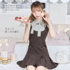 ミシェルマカロンMichelleMacaron チェックベルトジャンスカ - メルカリ