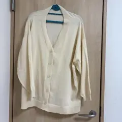 earth ボタン付きカーディガン 黄色