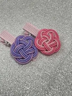 【ハンドメイド】水引　梅結び　ヘアアクセサリー　ヘアクリップ　ヘアピン