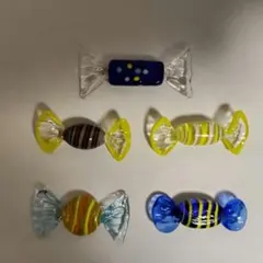５つ イタリア 四角 ベネチアングラス ガラス キャンディ ガラス工芸 青