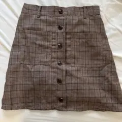 FUN ファン チェック柄 台形スカート ブラウン ミニスカート