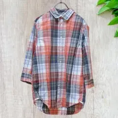 ギャップ (XS) 七分袖シャツ チェック マルチカラー 綿100%