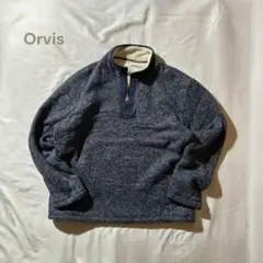 ORVIS古着ハーフジップシェルパフリースプルオーバー紺アウトドアCBOY