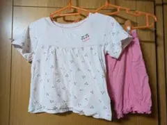 100cm西松屋さくらんぼ柄 Tシャツとショートパンツの半袖パジャマセットのサムネイル