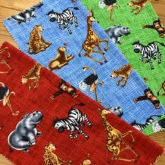コットンプリント（動物柄） 3枚セットH約35㎝×約W34㎝