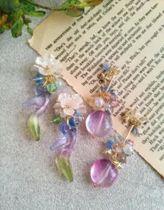 789★2ペア4個オリジナルチャーム、コネクター、ハイヒール、手染めビーズ、花