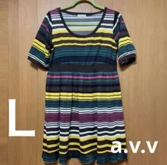【a.v.v】マルチボーダー チュニック 半袖 Lのサムネイル
