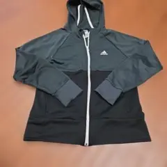 adidas フルジップパーカー 160cm ダークグレー/ブラック