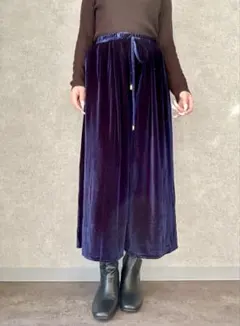 【Grand Park】ベロア ワイドパンツ ネイビー 新品未使用