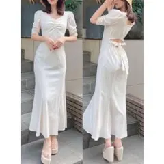 【RESEXXY】 美品 バックオープンマーメイド ワンピース アイボリー 白