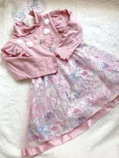 しまむら　エコネコ　長袖ワンピース　110cm　未使用ネックレス付