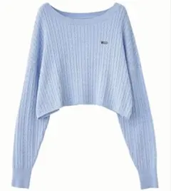 ★新品未使用★COCODEAL ケーブルweek刺繍ニット ライトブルー