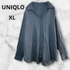 UNIQLO ユニクロ スキッパーボタンシャツ ダークグレー XL