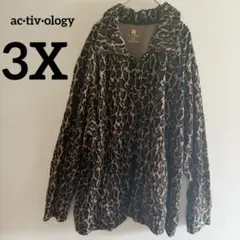 ac·tiv·ologyヒョウ柄　アウター【3X】大きい　ポケット