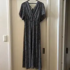 GRL ドット柄 半袖ロングワンピース Mサイズ