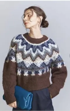 【美品】アルパカブレンド ノルディックニットプルオーバー