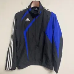 adidas 裏トリコットジャケット ウィンドブレーカー 黒/青 M