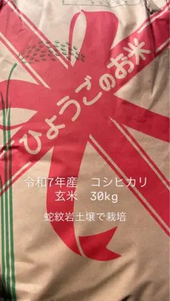 【農家直送】 令和7年産 蛇紋岩土壌栽培 玄米 コシヒカリ 30kgのサムネイル
