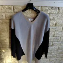 AZUL Vネックニット Sサイズ グレー/ブラック/ベージュ