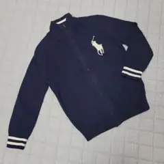 ポロ馬刺繍 ネイビー フルジップカーディガン 100cm〜