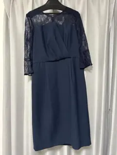 【最終価格】ヤマダヤRire Fete リルフェテ　ネイビー レース袖ワンピース