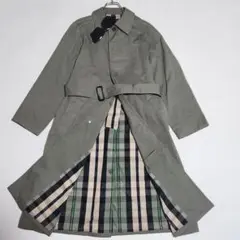 【美品】マカフィー BURBERRY NIDOM ステンカラーコート ロング 緑