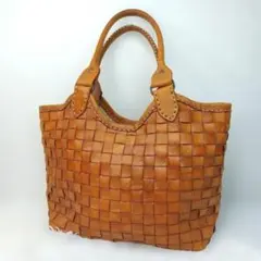 PEAKS PEAK　トートバッグ　レザー　本革　編み込み　ブラウン