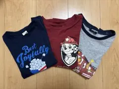 【120㎝】長袖カットソー 3点セット ネイビー バーガンディ グレー