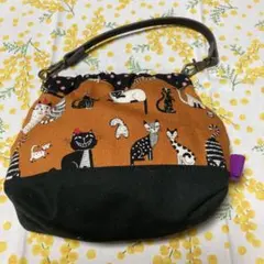 猫柄オレンジポーチ