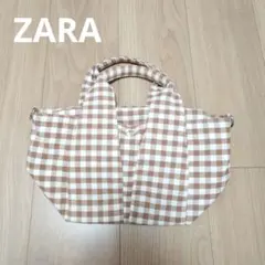 ZARA ギンガムチェック トートバッグ
