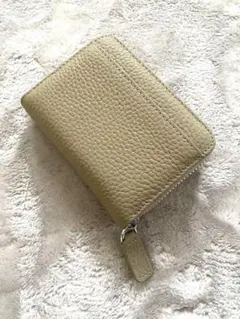 本革 コンパクト財布　ミニ財布 カードケース　グレージュ