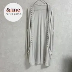 n, ニッセン　ロングカーディガン　スタッズ　ボタンレス　羽織　L 大きいサイズ