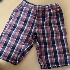 チェック柄 半ズボン ネイビー レッド