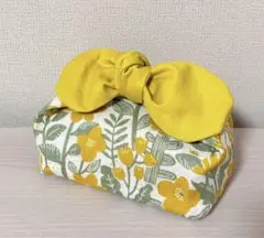 丸いりぼんのお弁当袋　保温・保冷　イエローフラワー　0016